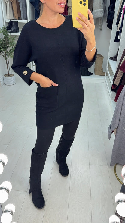 Ophella Plain Button Detail Longline Jumper