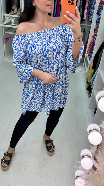 Casilla Baroque Print Bardot Top