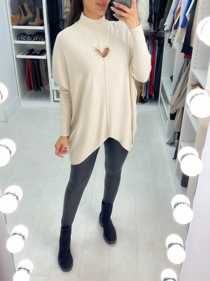 Taylen High Neck Heart Jumper