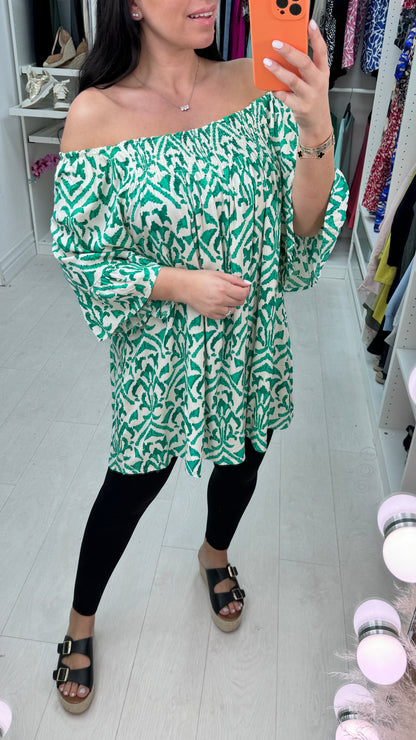 Casilla Baroque Print Bardot Top