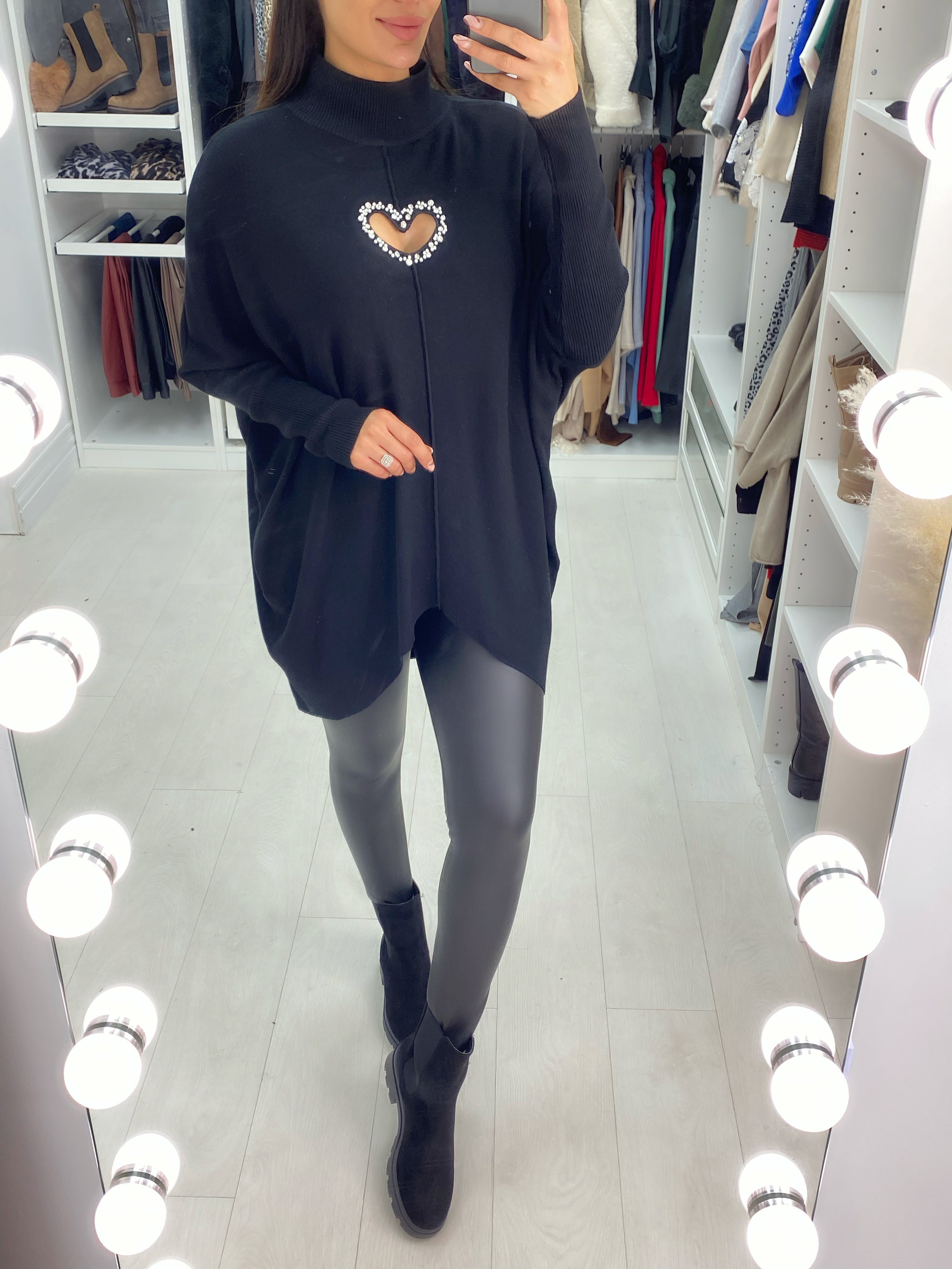 Taylen High Neck Heart Jumper