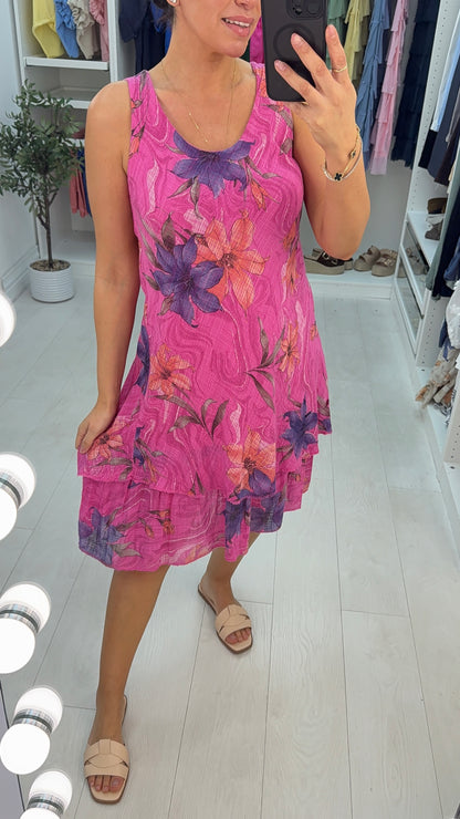 Hayley Floral Print Loose Fit Floaty Midi Dress