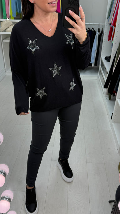 Danila Super Soft Studded Star Print Thin Knit Jumper