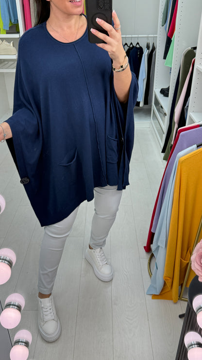 Layla Supersoft Button Detail Poncho Jumper