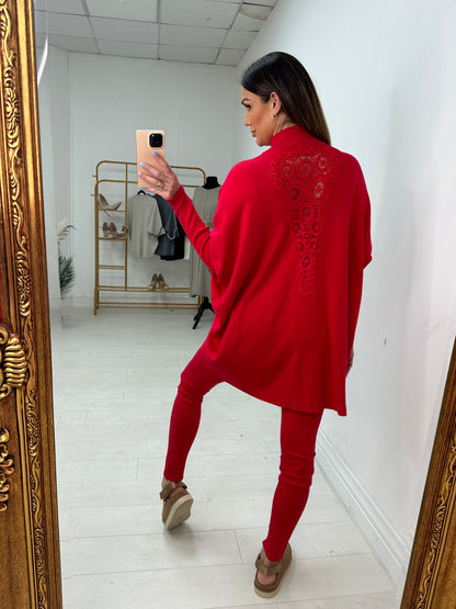 Julietta Plain Crochet Back Loungewear Set