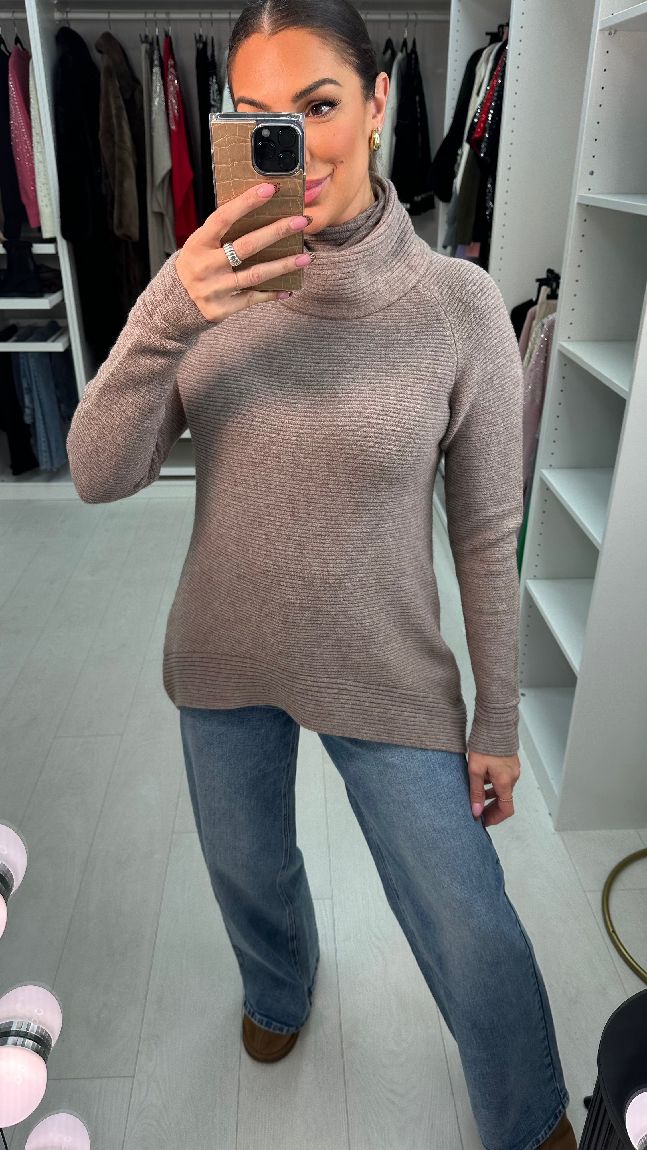 Tifinie Plain Roll Neck Longline Jumper