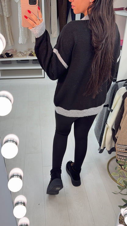 Libbie V Neck Pocket Front Colour Block Cardigan