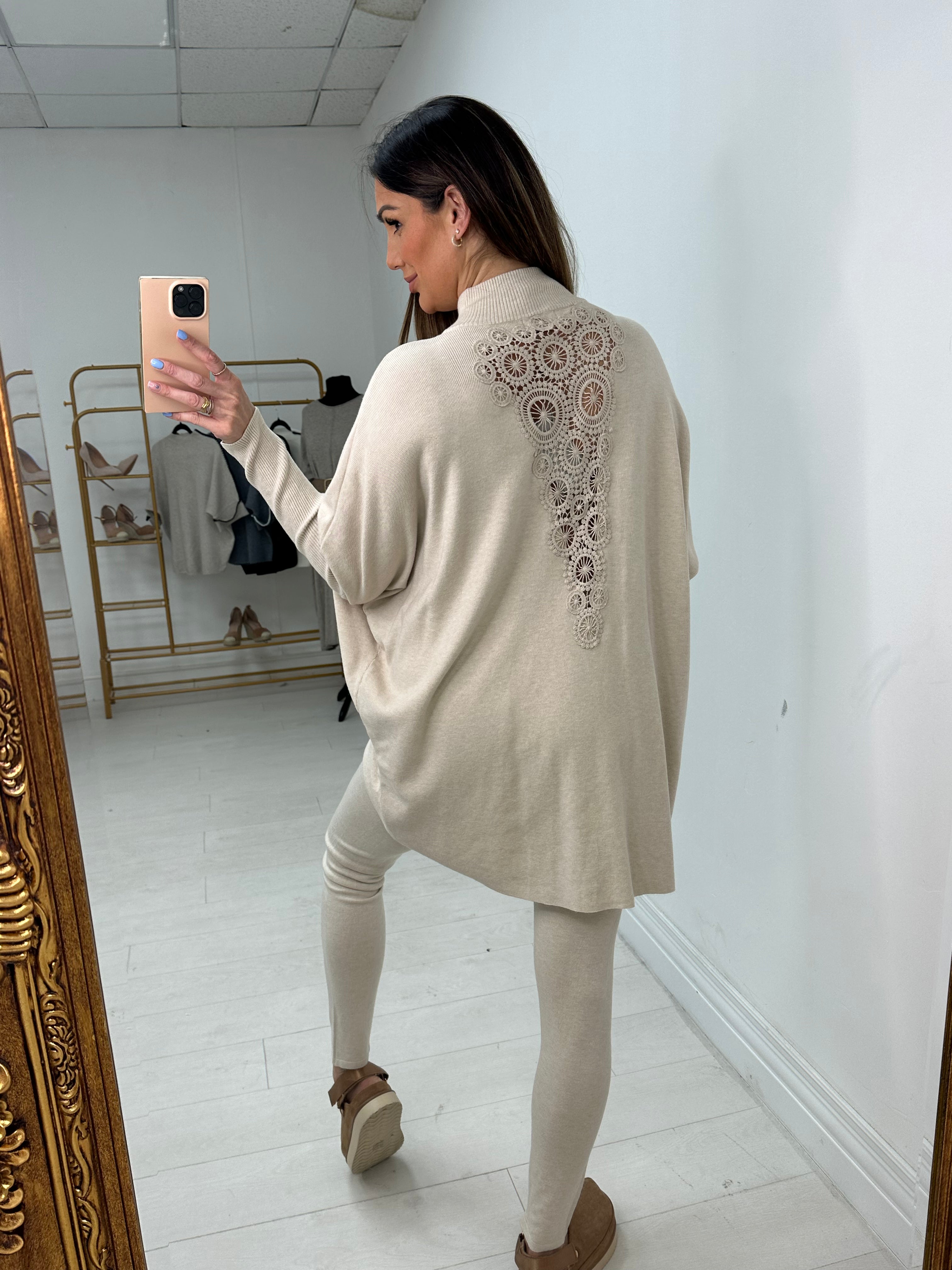 Julietta Plain Crochet Back Loungewear Set