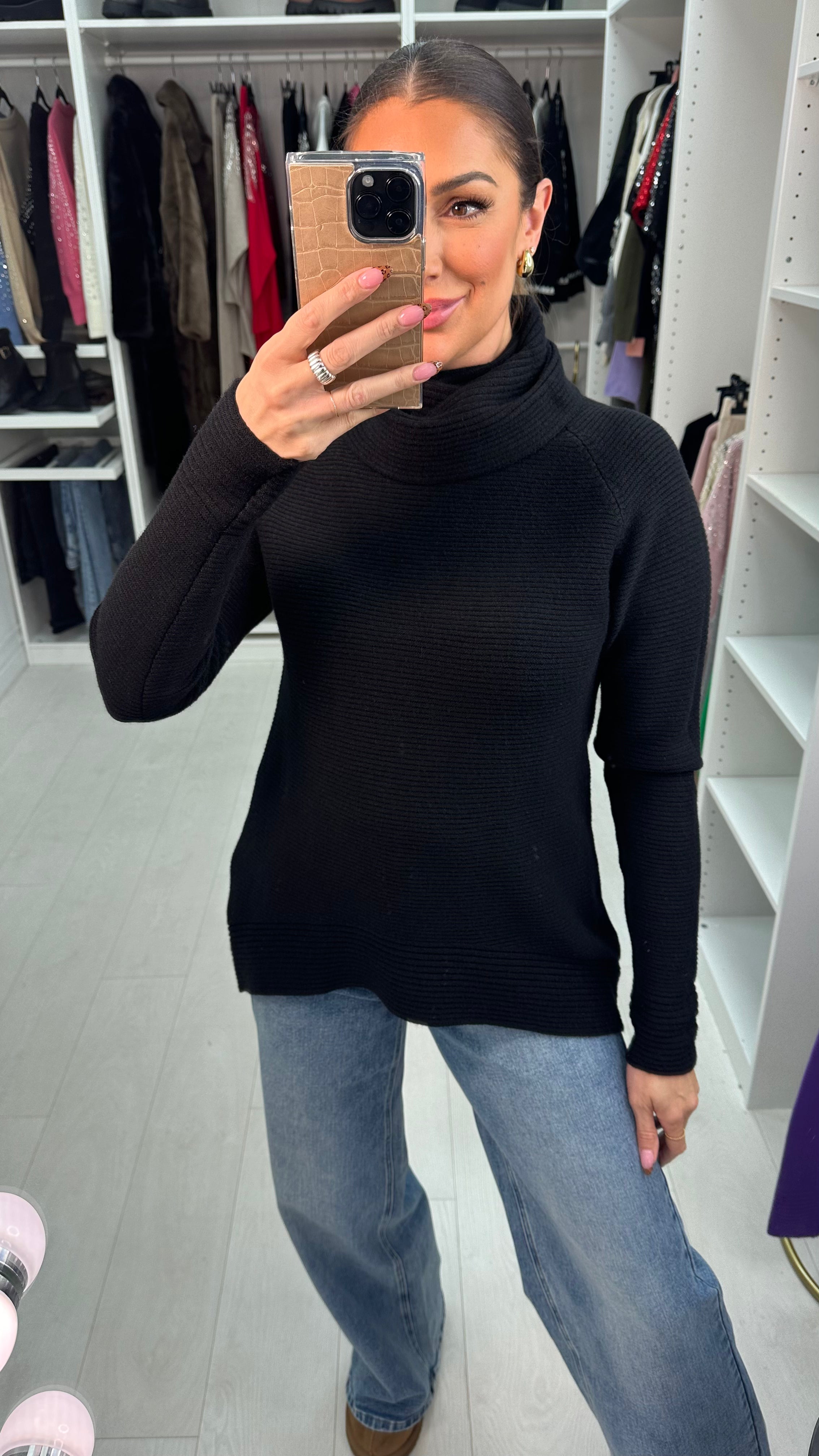 Tifinie Plain Roll Neck Longline Jumper