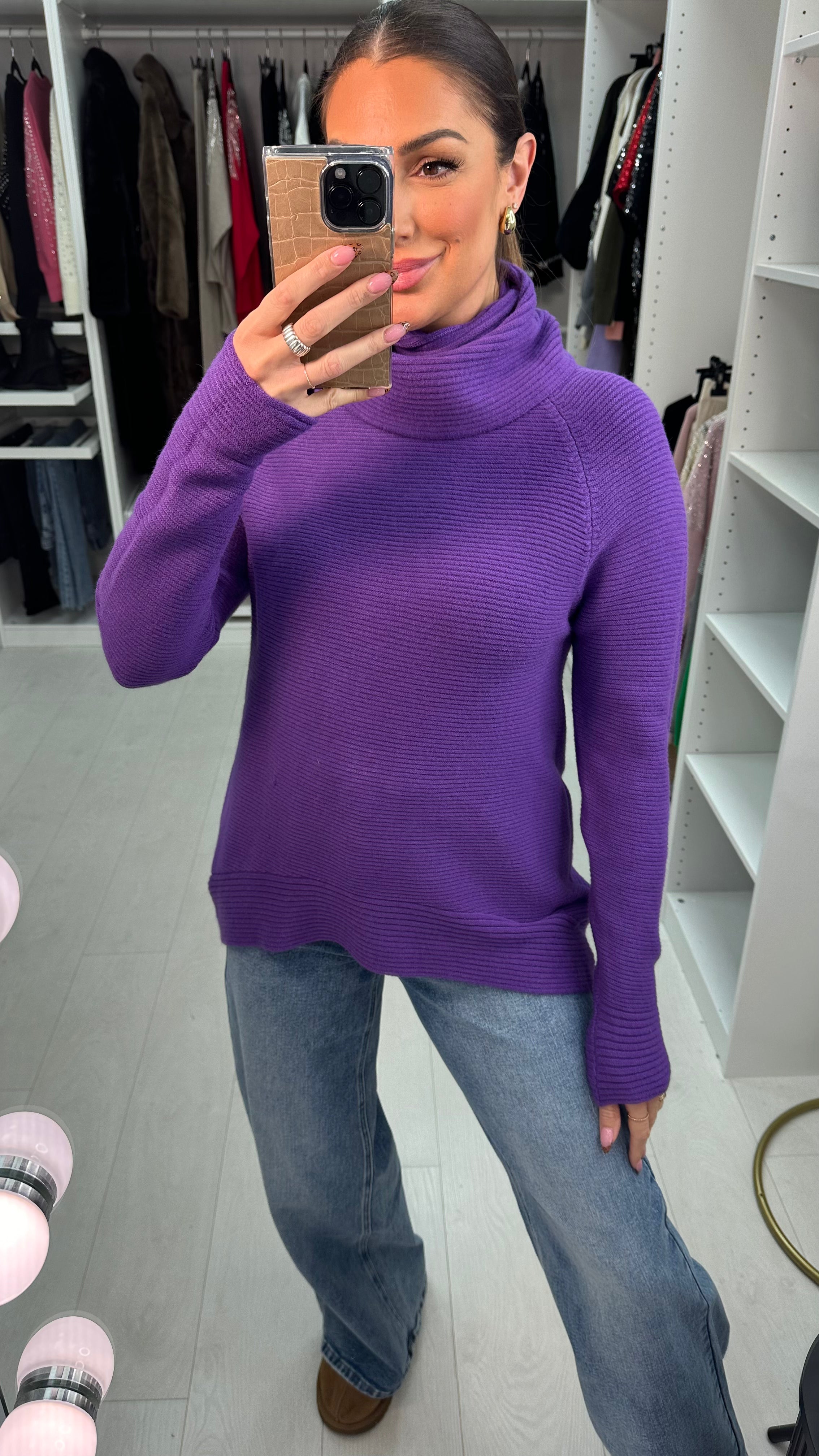 Tifinie Plain Roll Neck Longline Jumper