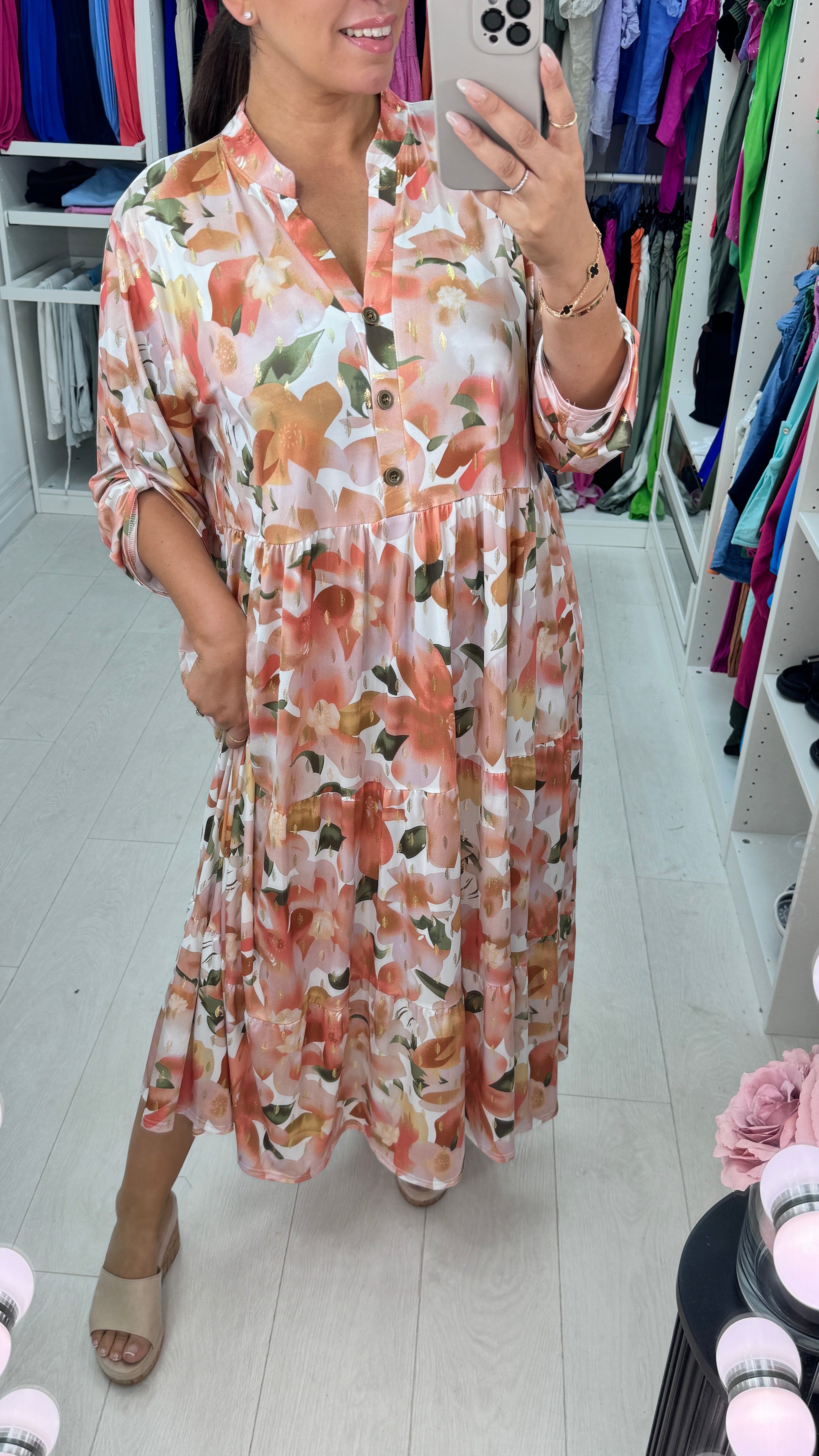 Joanne Vibrant Floral Smock Dress