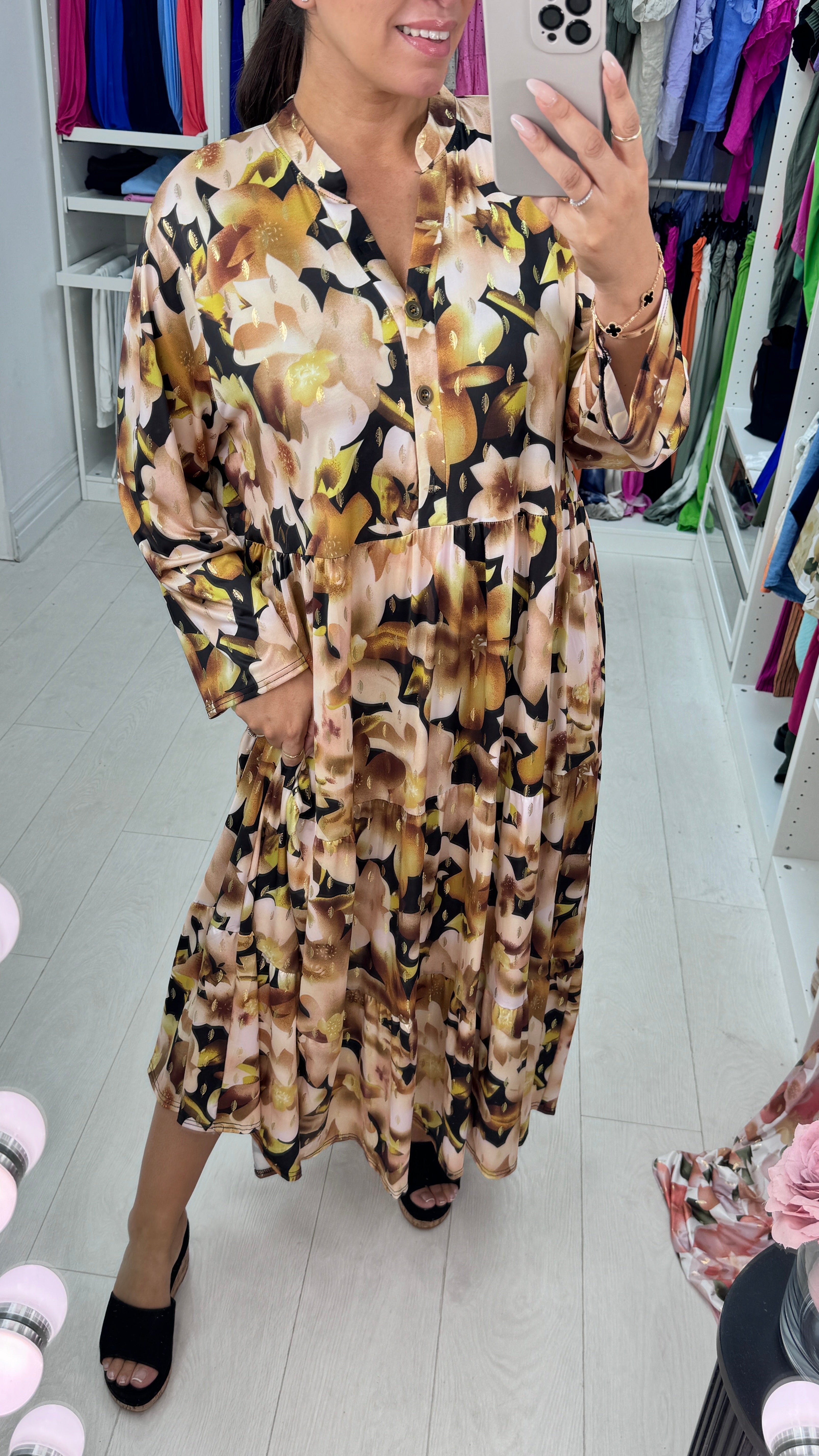 Joanne Vibrant Floral Smock Dress