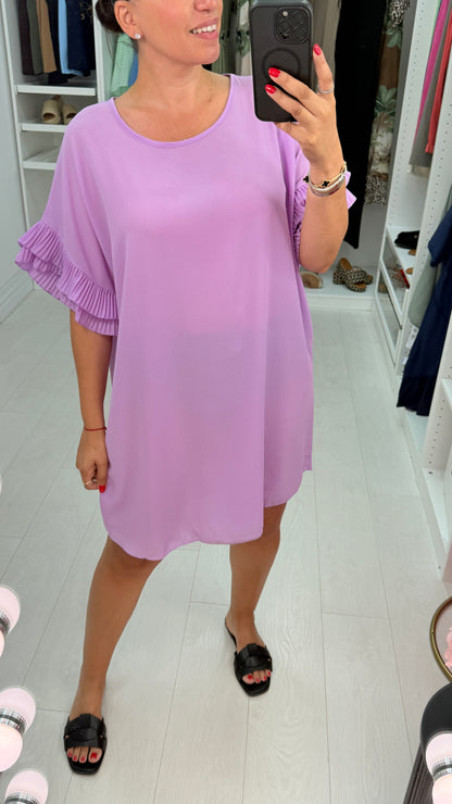 Jordan Pleated Frill Sleeve Loose Fit Dress