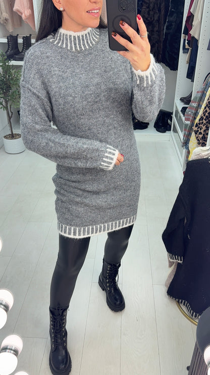 Margot Stitched Hem Detailed Super Soft Jumper Dress