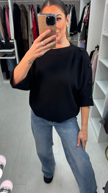 Pavetta Button Detailed 3/4 Sleeve Knit Jumper