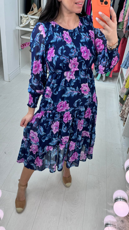 Kaycee Shirred Detail Midi Dress