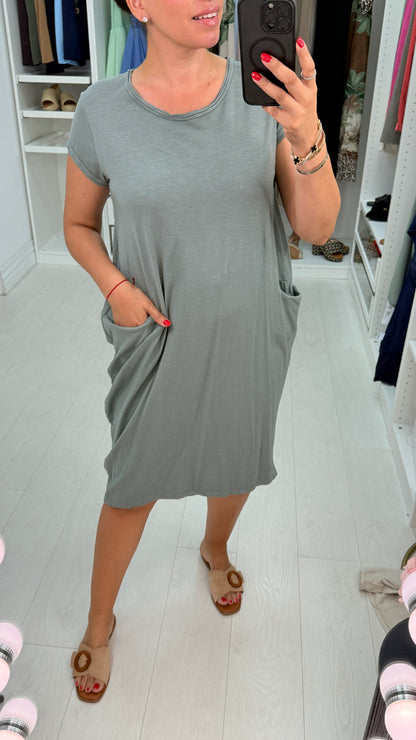 Bambina Plain Pocket Midi Dress