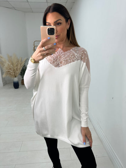 Sutton Lace Detail Loose Fit Jumper