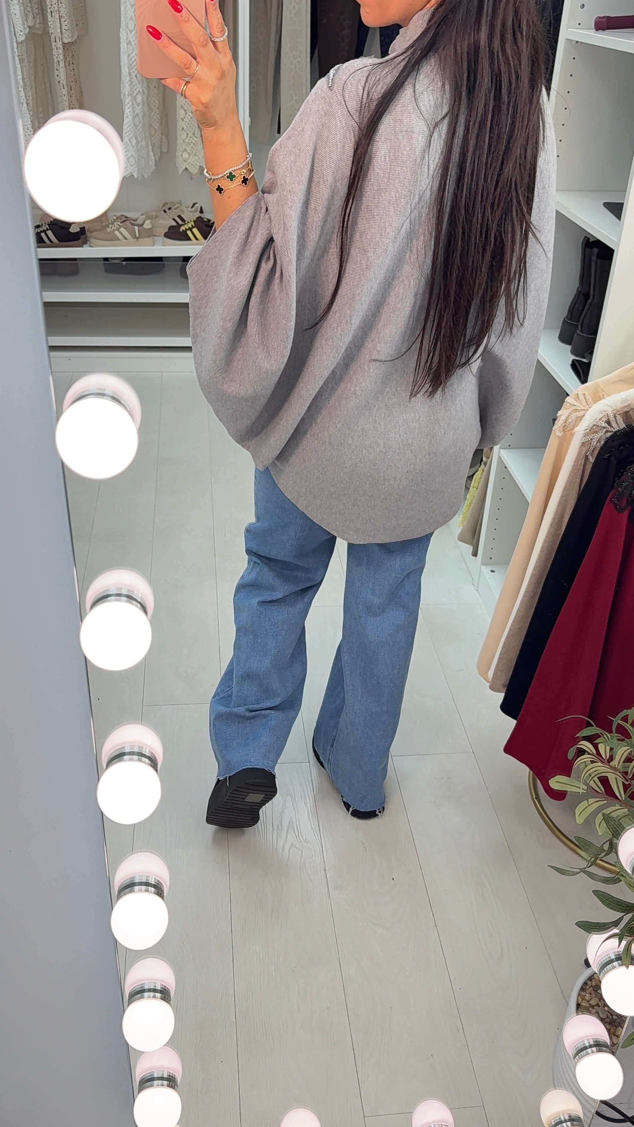 Tilda Embellished Batwing Sleeve High Neck Jumper