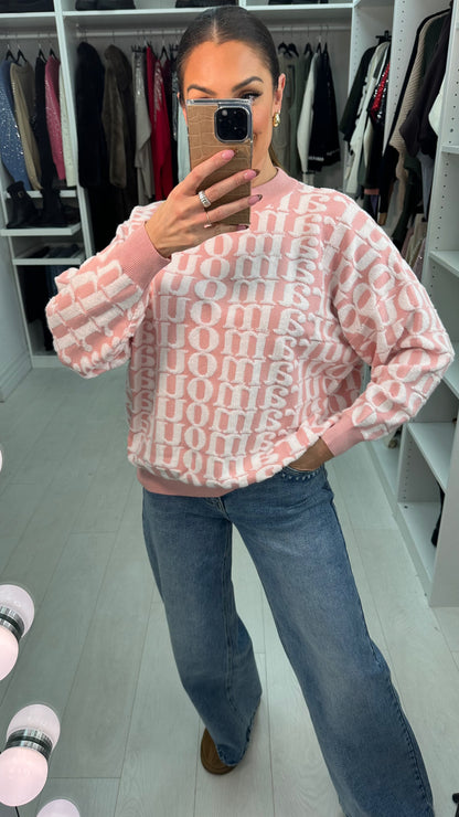 Peonie Amour Slogan Embossed Chunky Jumper