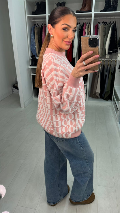 Peonie Amour Slogan Embossed Chunky Jumper