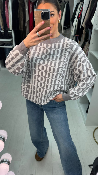 Peonie Amour Slogan Embossed Chunky Jumper