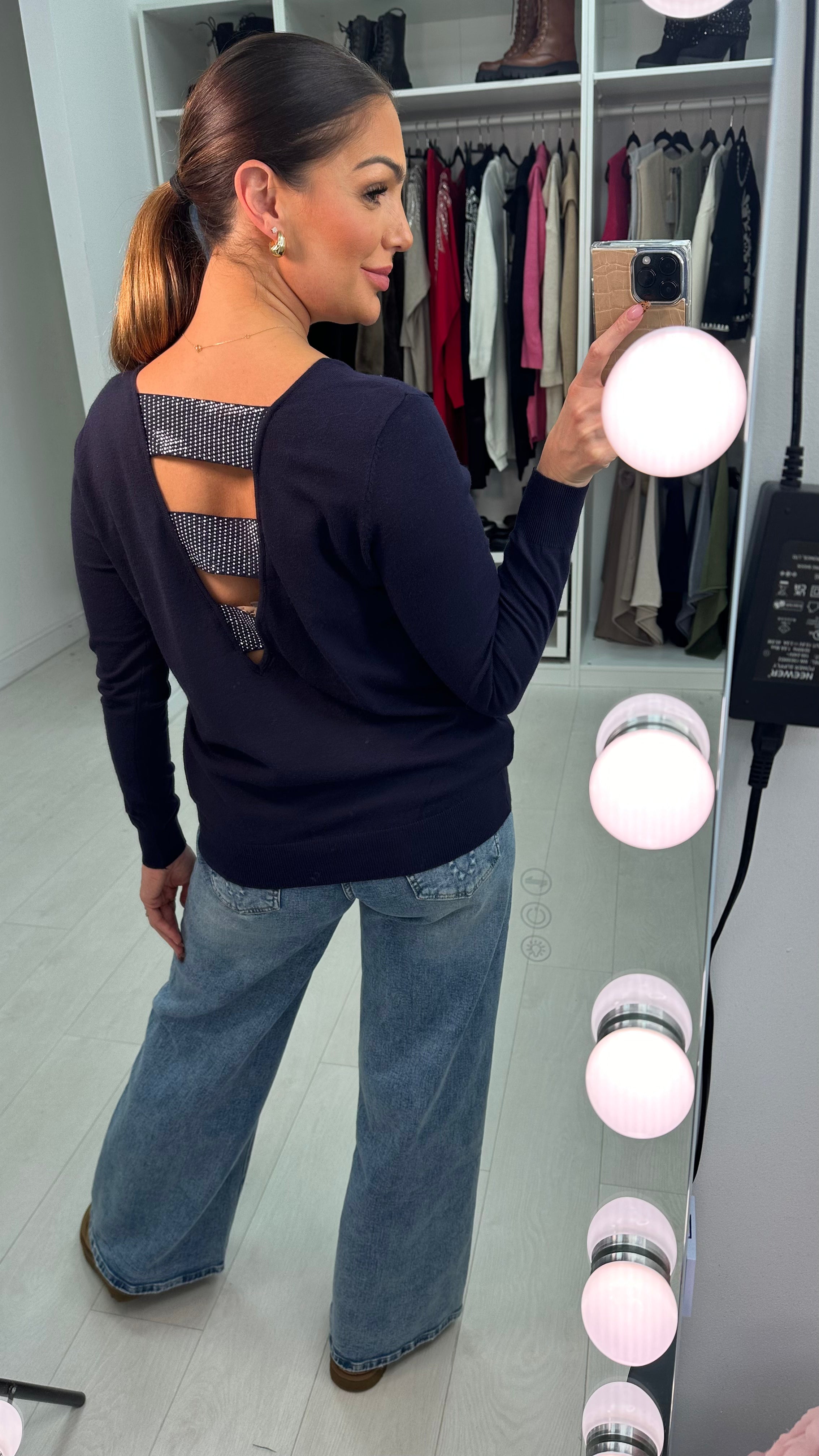 Deirdre Diamante Strap Back Jumper