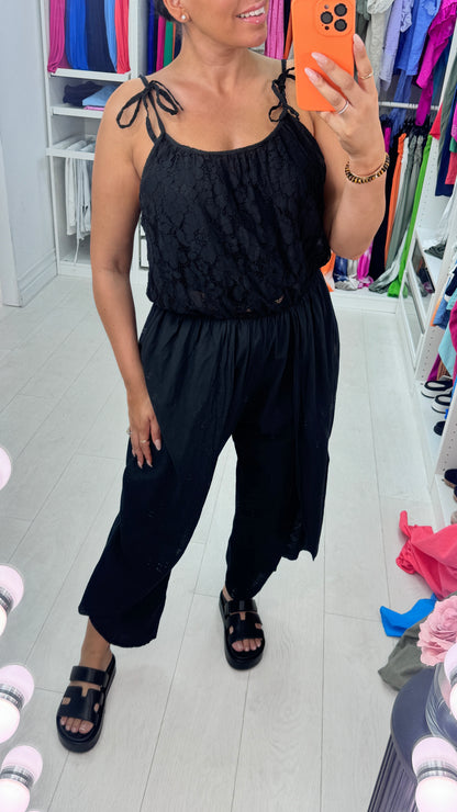 Blakely Plain Lace Detail Loose Fit Jumpsuit