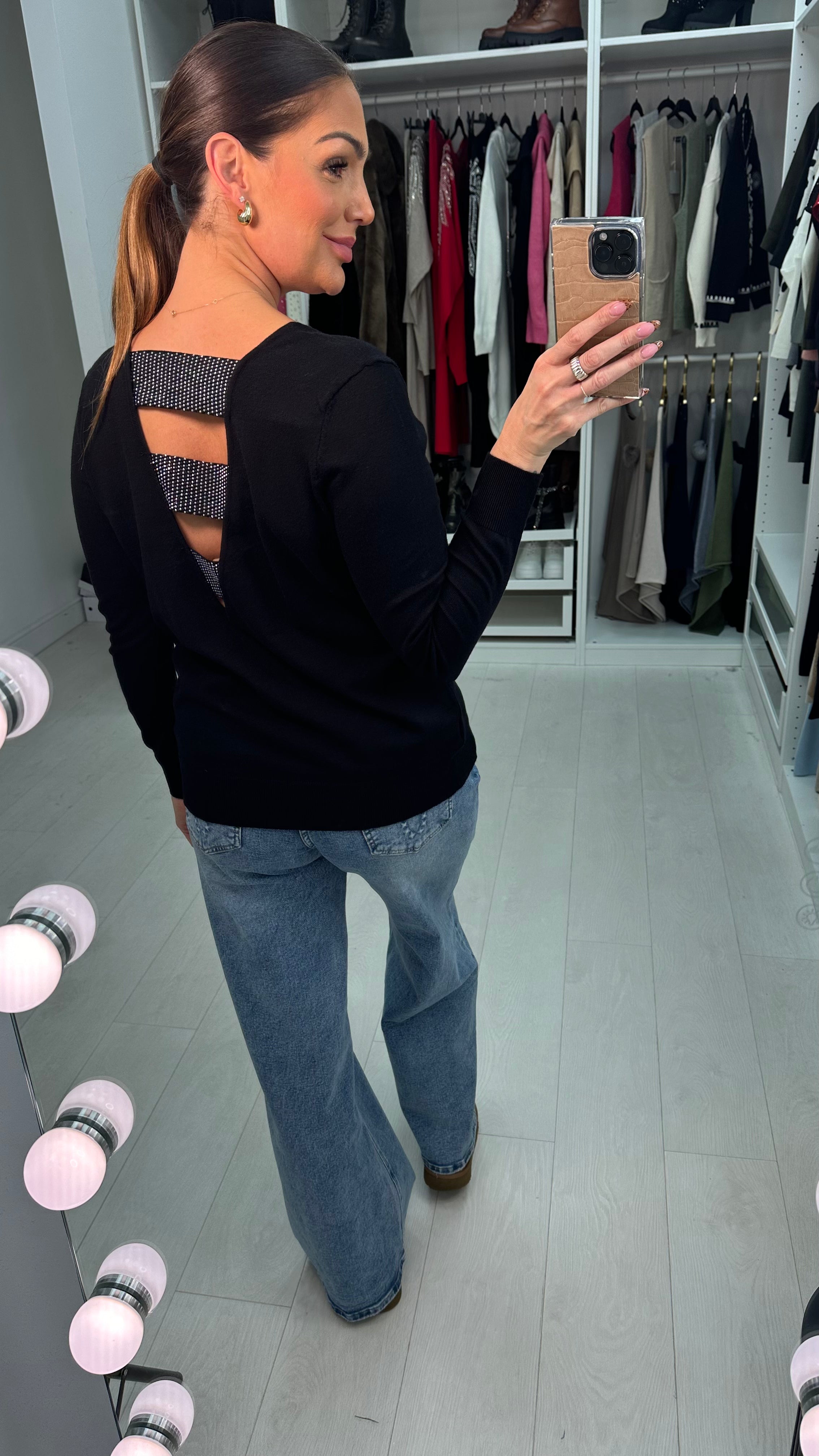 Deirdre Diamante Strap Back Jumper