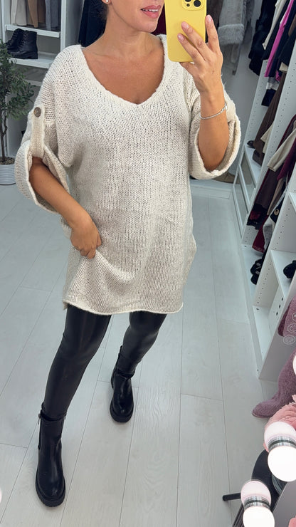 Stephie Rolled Sleeve Chunky Loose Fit Jumper