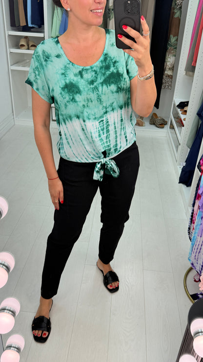 Onyx Tie Dye Tie Front T-Shirt