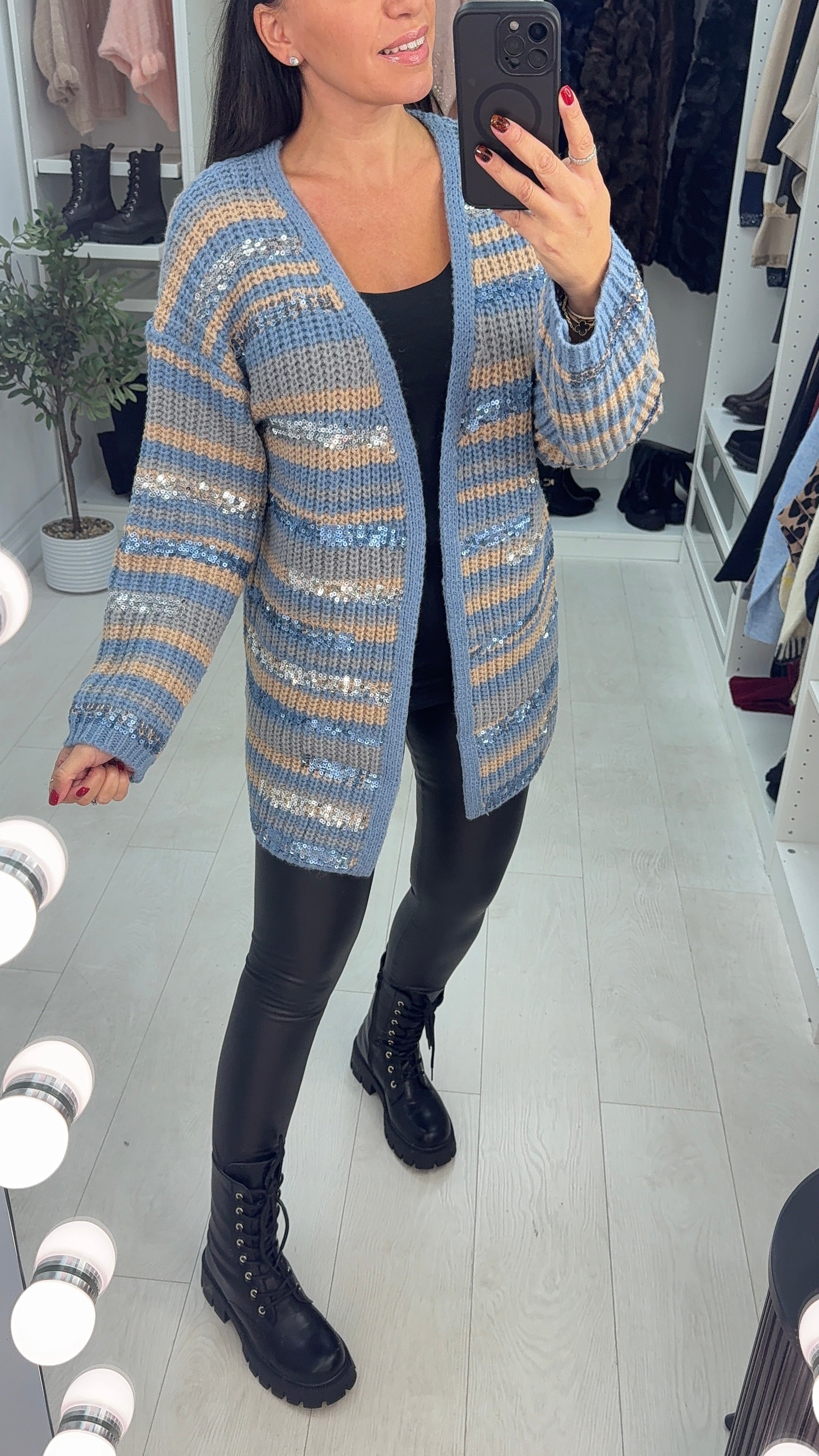 Sammi Sequin Detailed Chunky Knit Cardigan