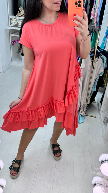 Emila Oversized Frill Ruffle Jersey Dress