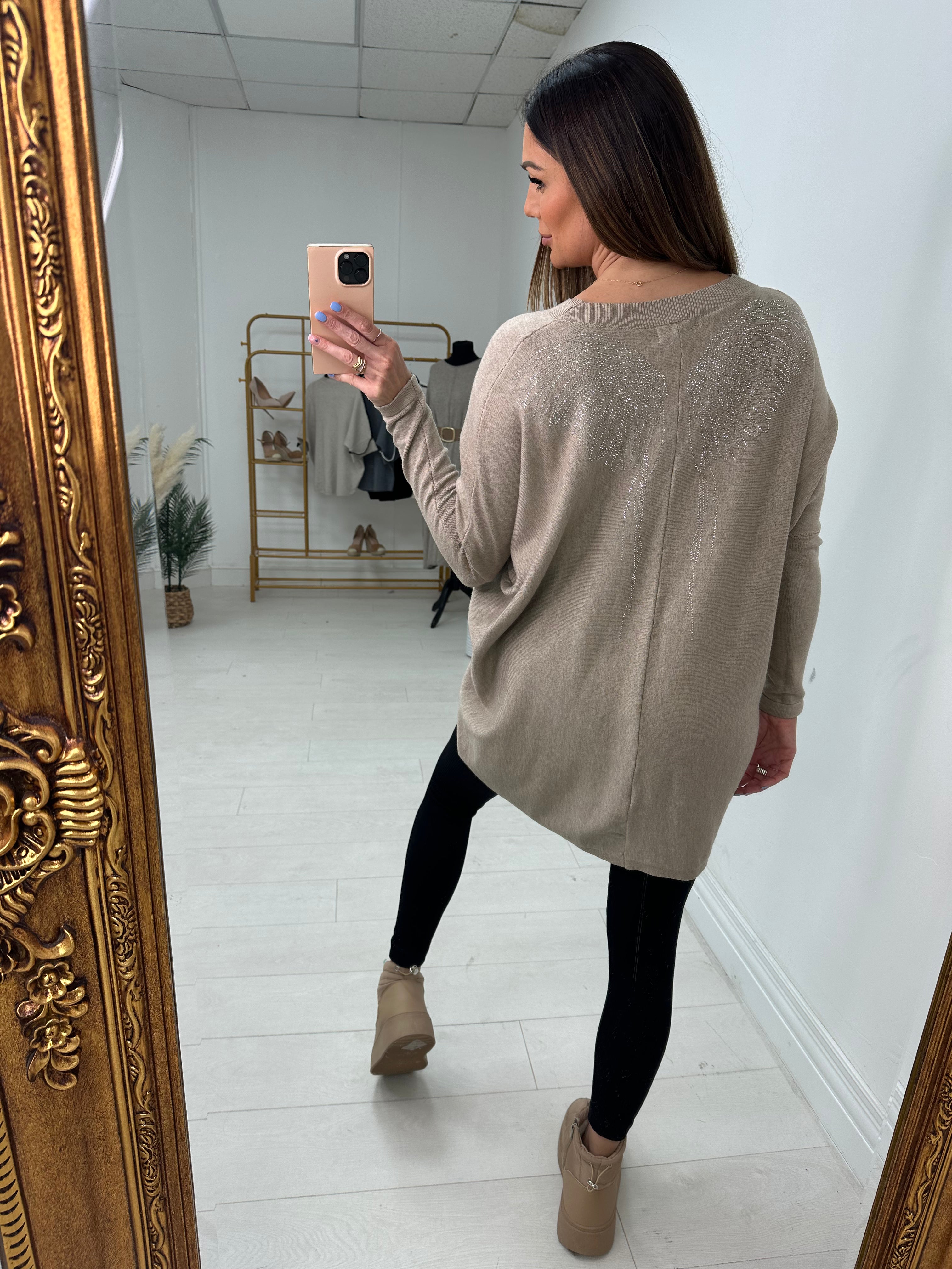 Jocelyn Diamante Angel Wing Back Detail Jumper