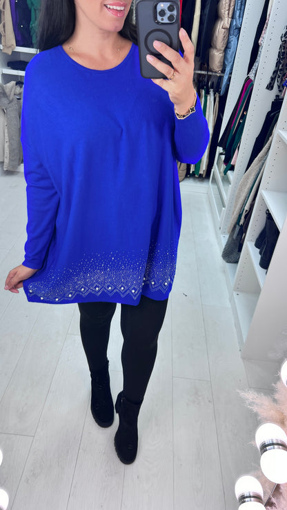 Danla Pearl & Diamante Hem Soft Knit Jumper