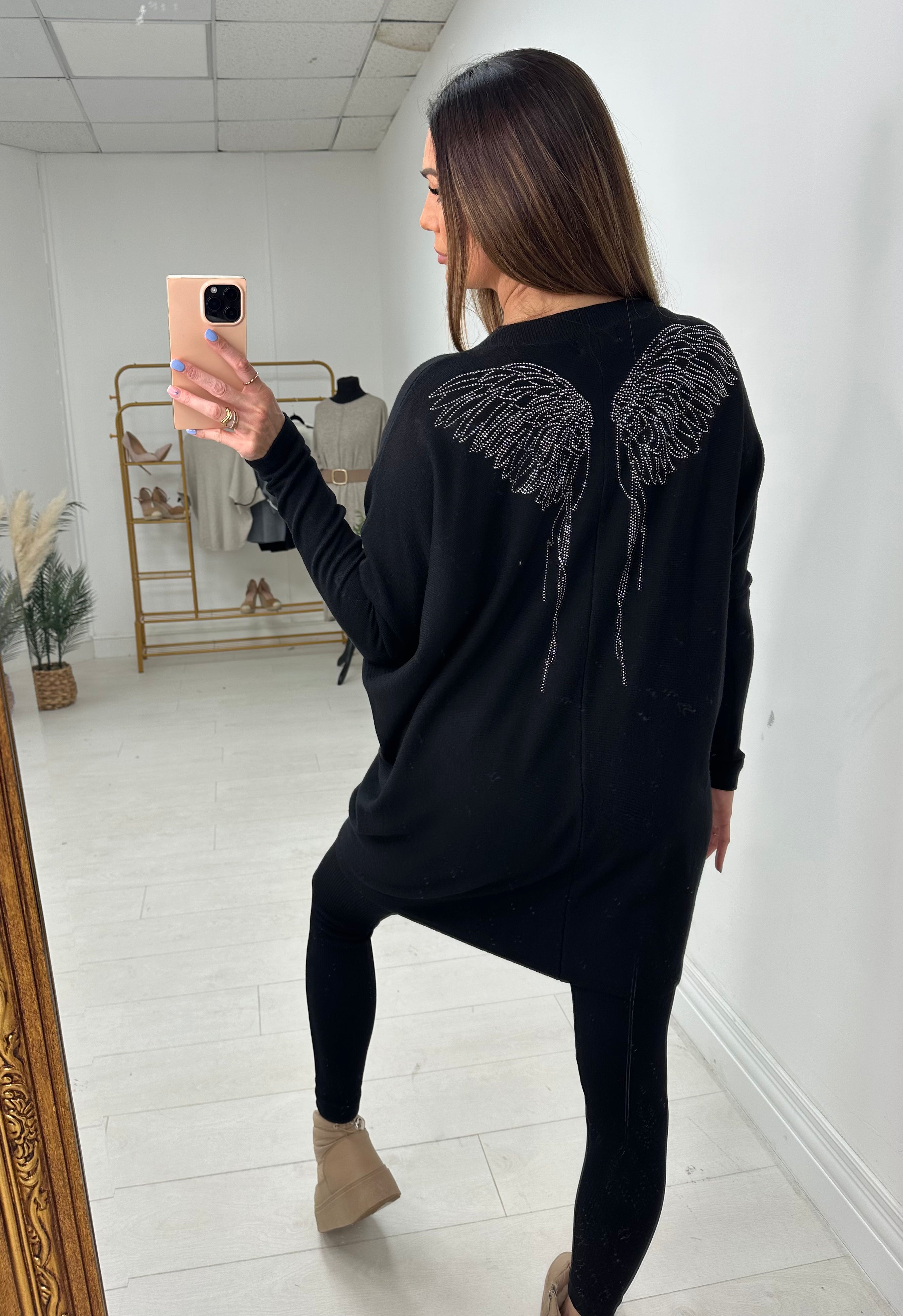 Jocelyn Diamante Angel Wing Back Detail Jumper