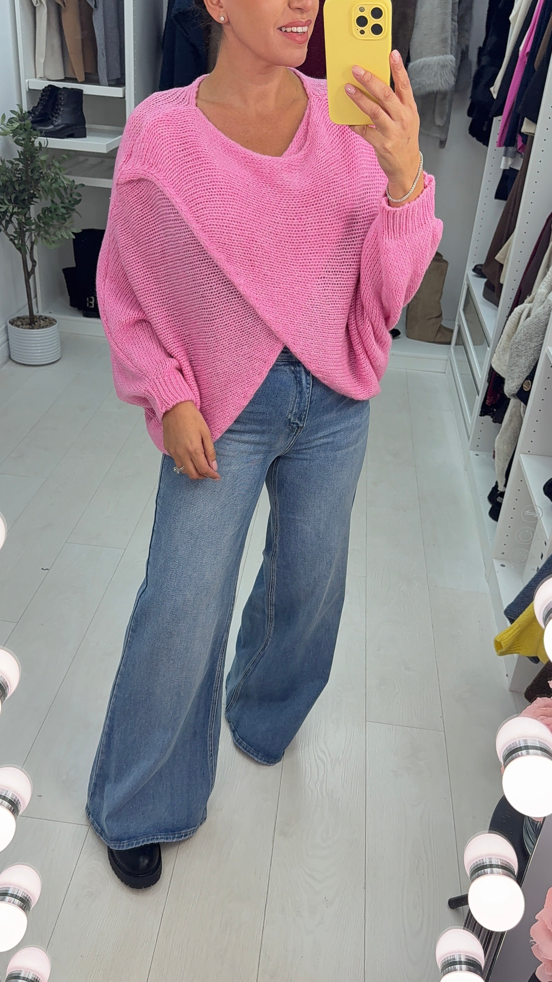 Ingrid Plain Wrap Front Chunky Knit Jumper