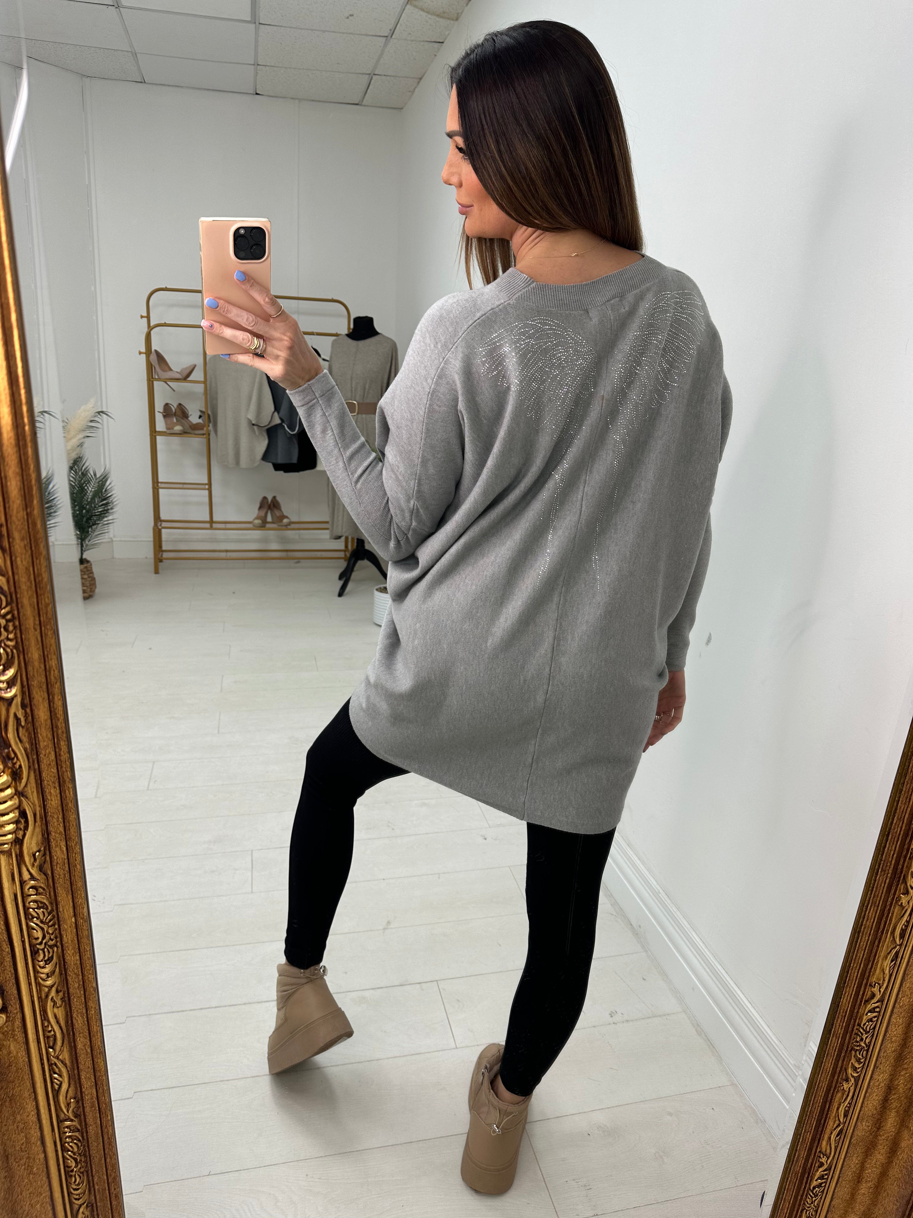 Jocelyn Diamante Angel Wing Back Detail Jumper