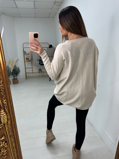 Jocelyn Diamante Angel Wing Back Detail Jumper