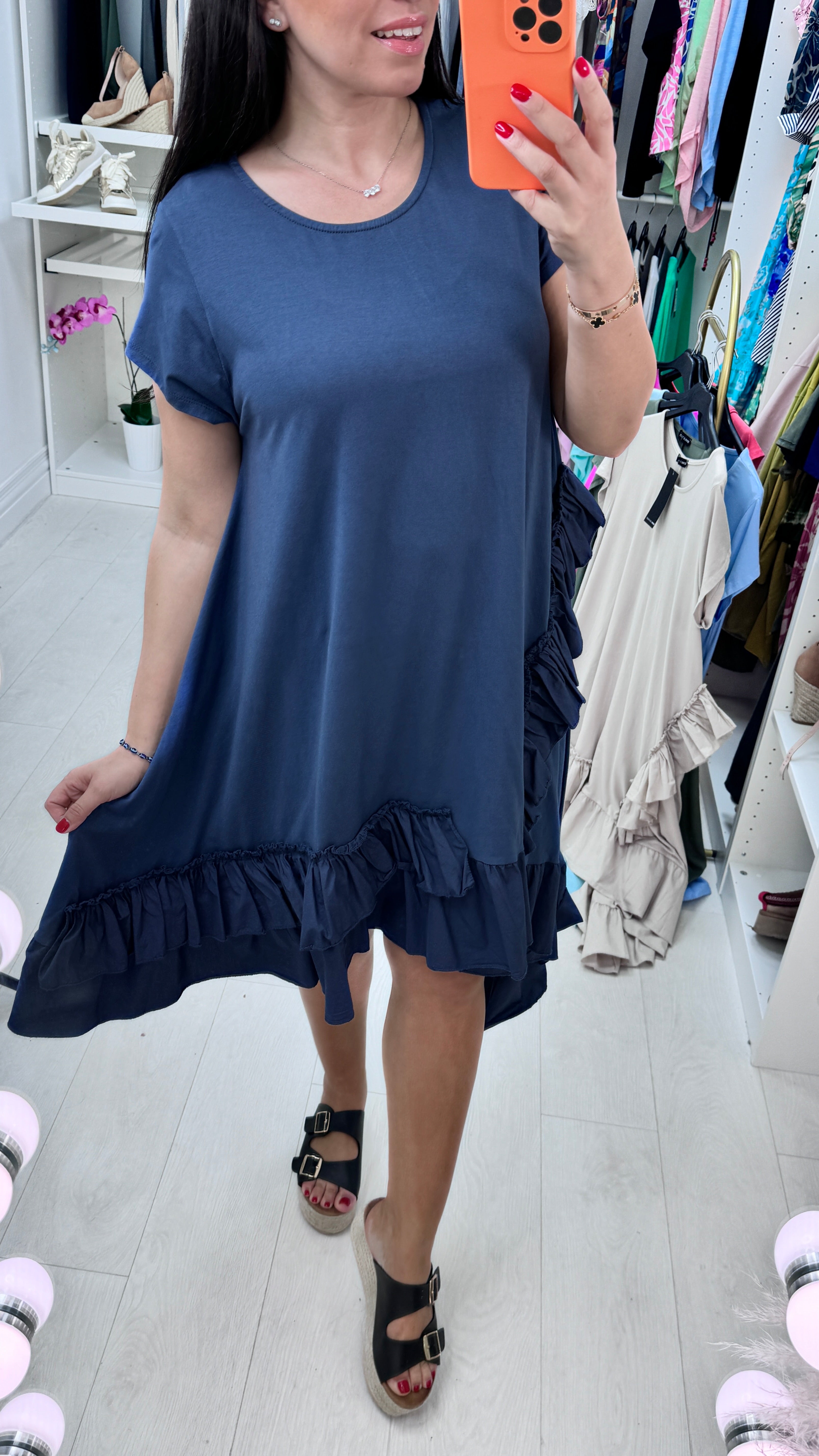 Emila Oversized Frill Ruffle Jersey Dress