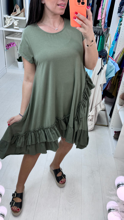 Emila Oversized Frill Ruffle Jersey Dress