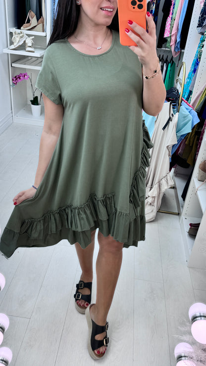 Emila Oversized Frill Ruffle Jersey Dress