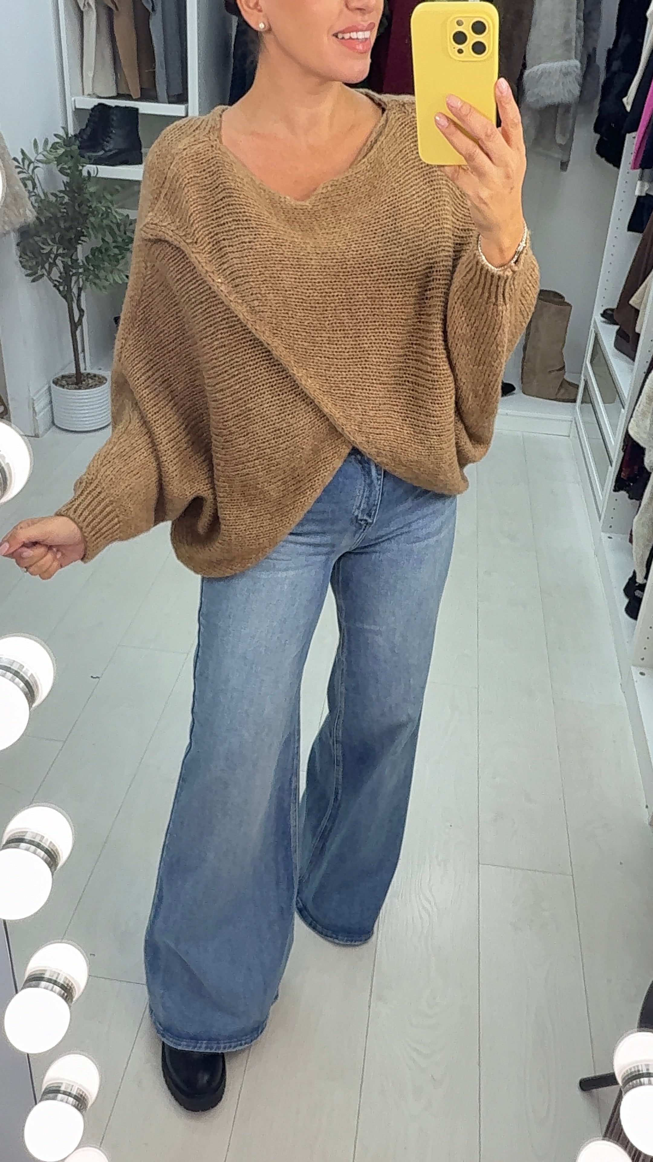 Ingrid Plain Wrap Front Chunky Knit Jumper