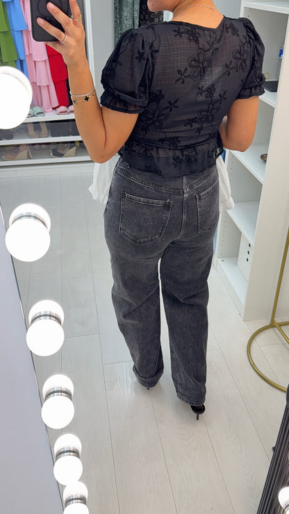 Bliss High Waisted Barrel Leg Jeans