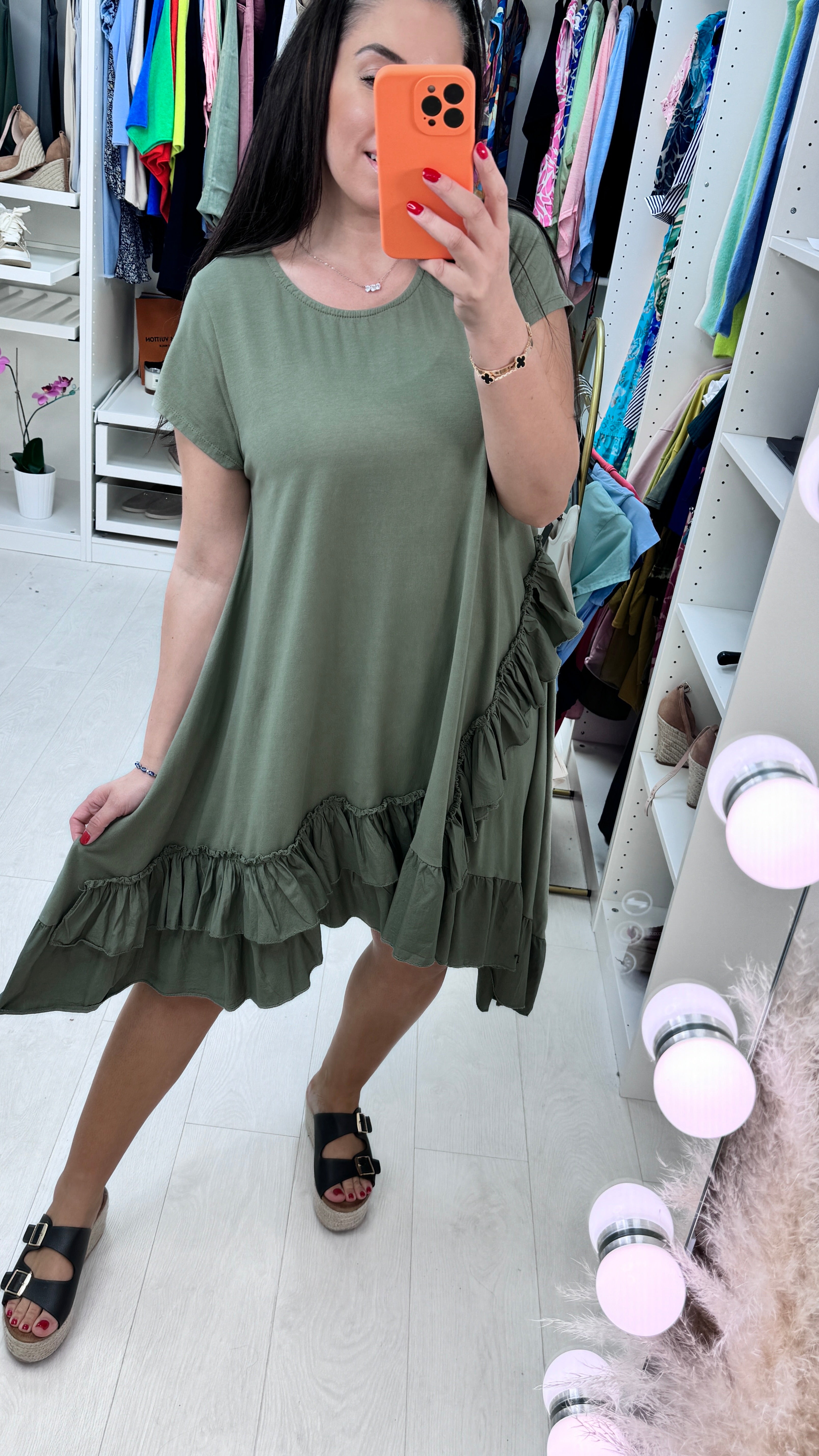 Emila Oversized Frill Ruffle Jersey Dress