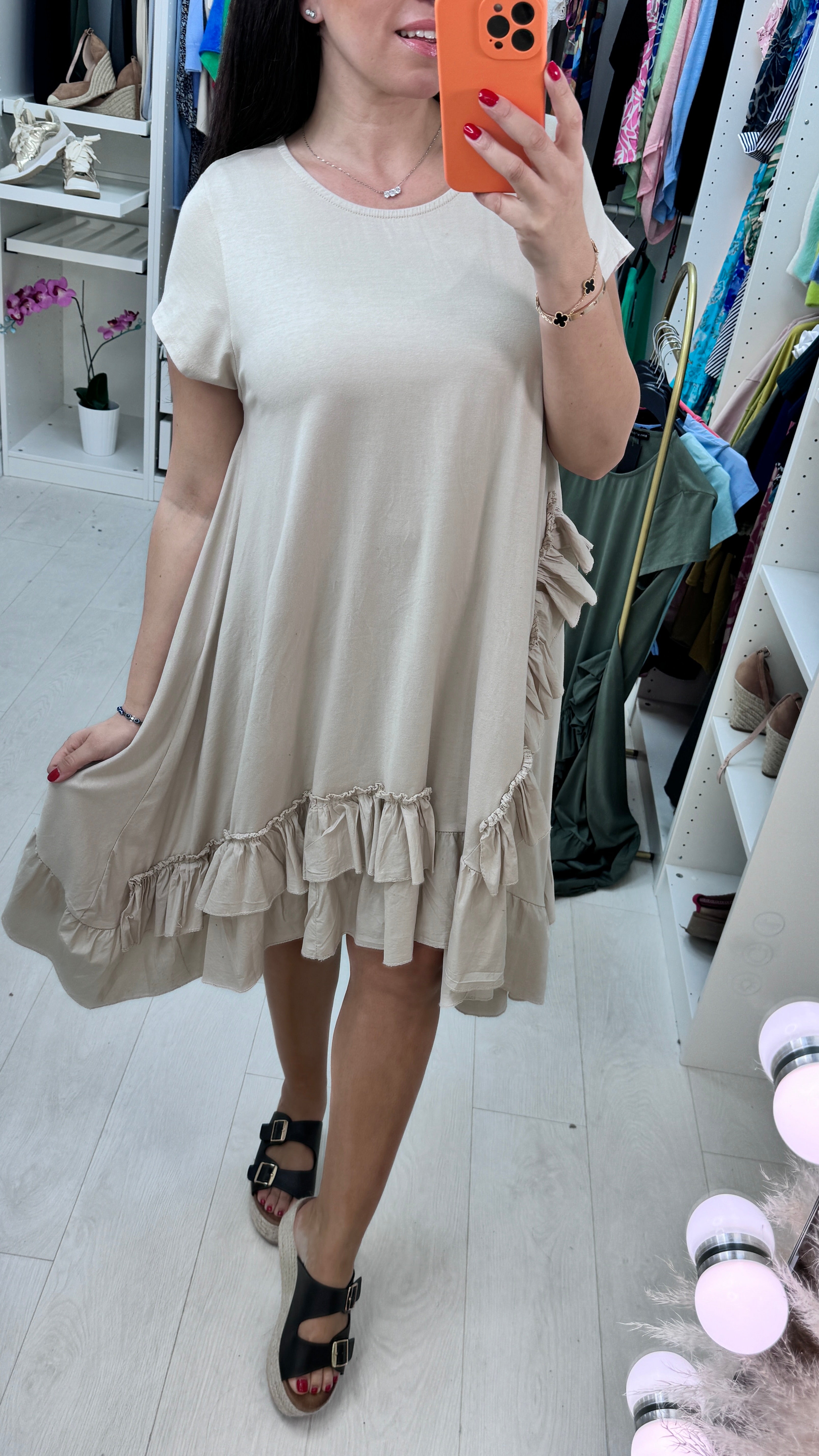Emila Oversized Frill Ruffle Jersey Dress