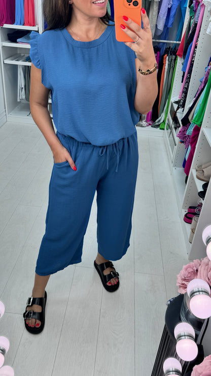 Fidelia Frill Detail Crepe Culotte Co-Ord Set