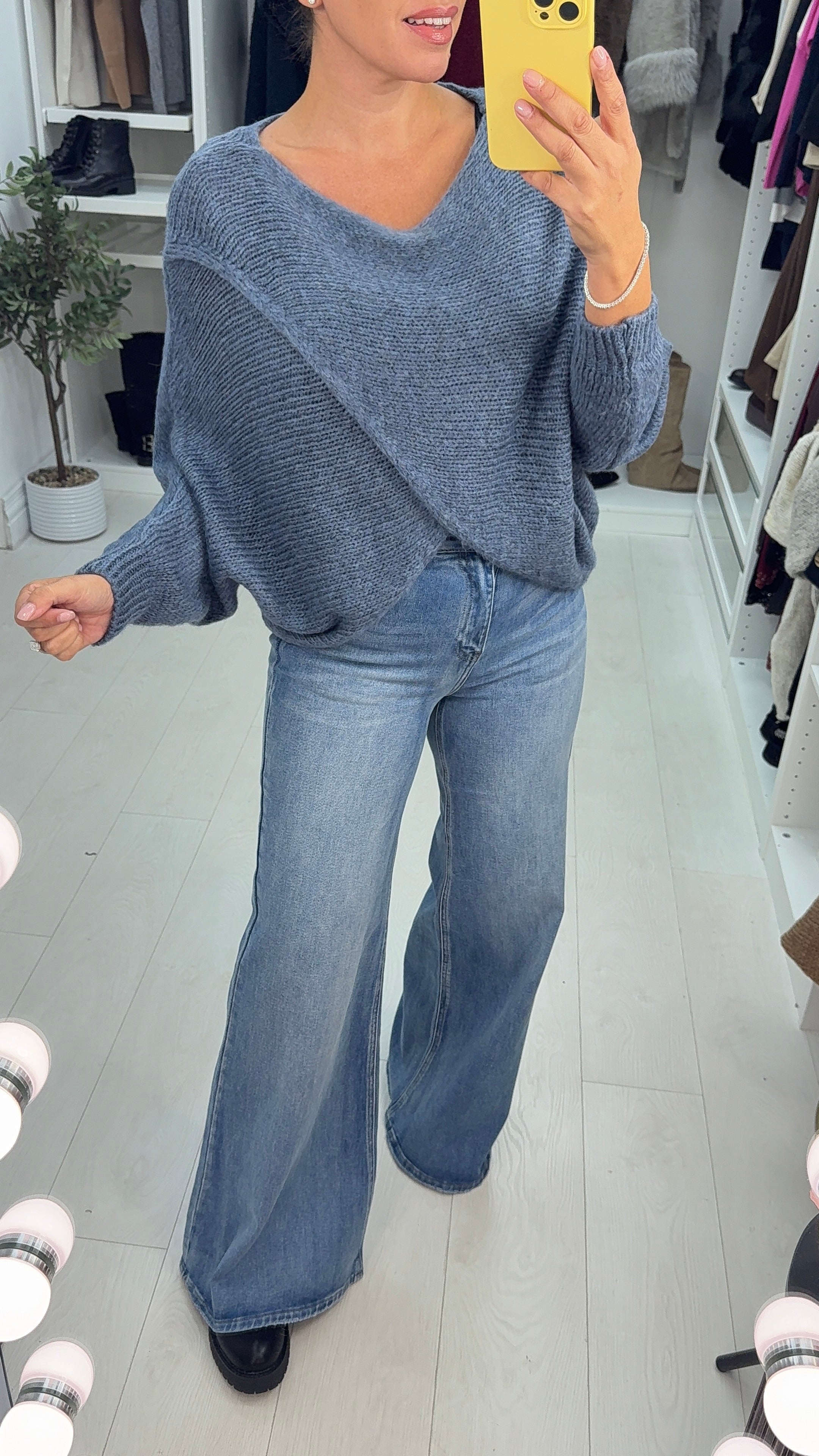 Ingrid Plain Wrap Front Chunky Knit Jumper