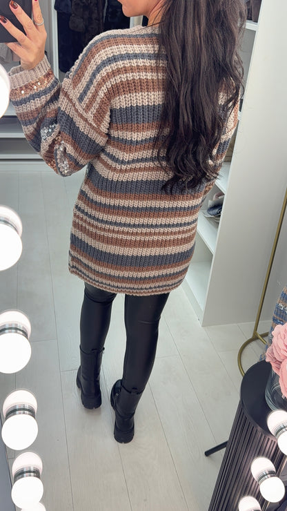 Sammi Sequin Detailed Chunky Knit Cardigan