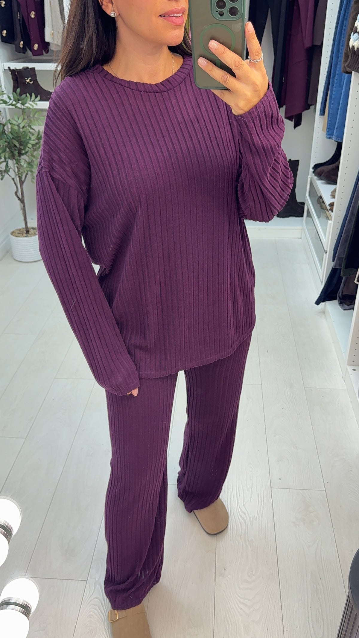 Gwendolyn Plain Ribbed Loungewear Set